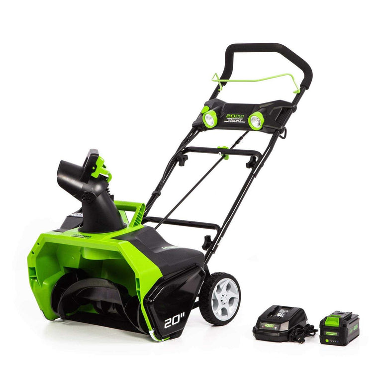 Greenworks 20 in. 40-Volt Battery Brushless Single-Stage Cordless Snow Blower with 6.0 Ah Battery and Charger